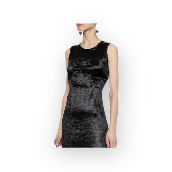 new Walter Baker W118 𖡛 Crinkled Satin Little Black Cocktail MIDI Dress 𖡛 2 4 - Picture 4 of 16